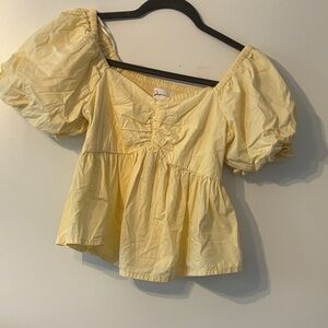 Chic Light Yellow Puff Sleeve Blouse